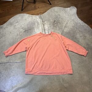 Talbots Sweater Womens Size 3XP Peach‎ Button Shoulder 100% Cotton